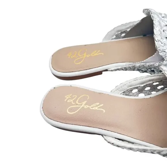 42 Gold Corra Pointed Toe Weaved Leather Slip On Mules Size 5.5 - Picture 5 of 8